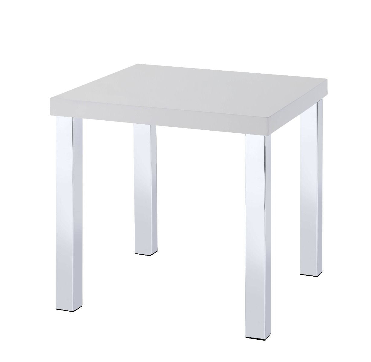 22" Chrome And White High Gloss Square End Table By Homeroots | End Tables | Modishstore