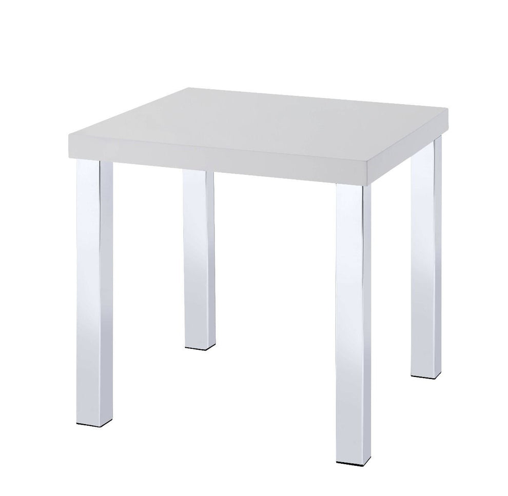 22" Chrome And White High Gloss Square End Table By Homeroots | End Tables | Modishstore - 2