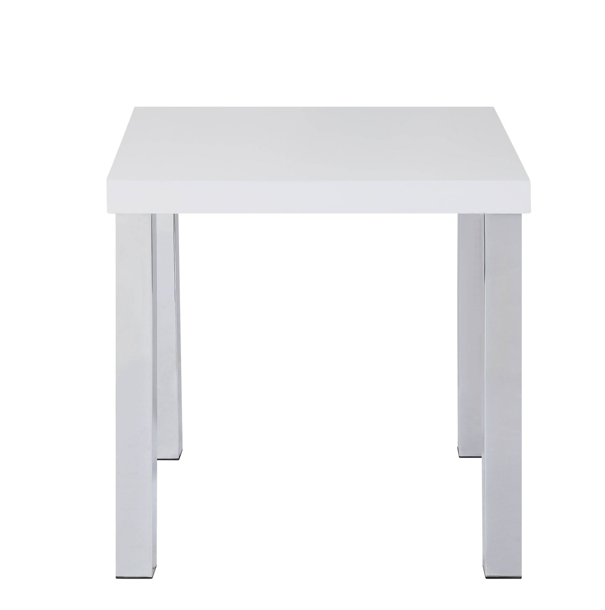 22" Chrome And White High Gloss Square End Table By Homeroots | End Tables | Modishstore - 2