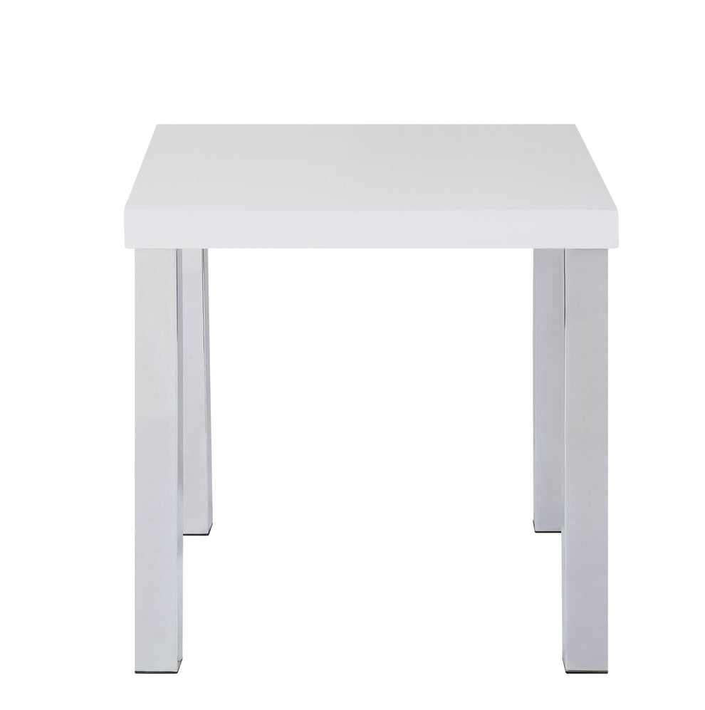 22" Chrome And White High Gloss Square End Table By Homeroots | End Tables | Modishstore - 3