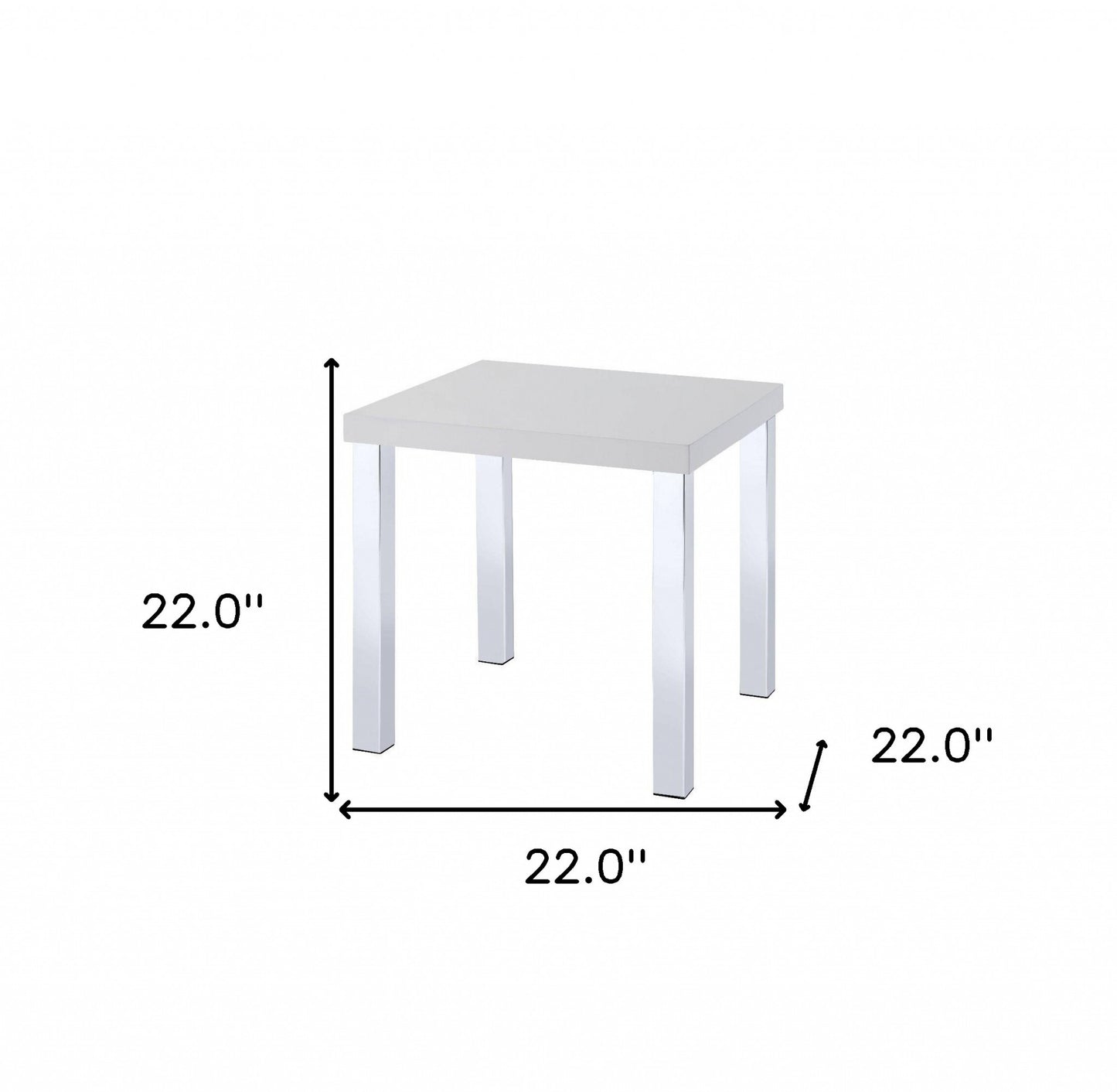 22" Chrome And White High Gloss Square End Table By Homeroots | End Tables | Modishstore - 4