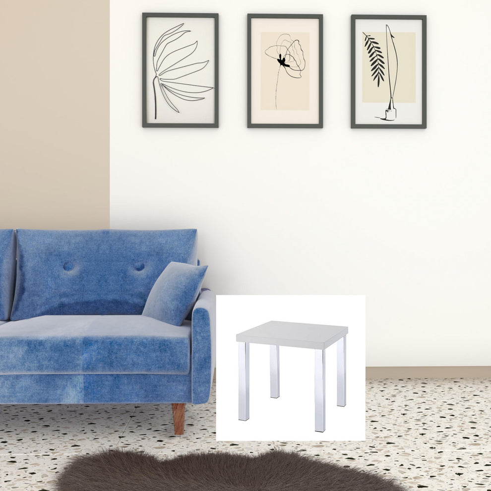 22" Chrome And White High Gloss Square End Table By Homeroots | End Tables | Modishstore - 5