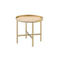22" Gold And Oak Manufactured Wood And Metal Round End Table By Homeroots | End Tables | Modishstore - 2