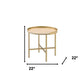 22" Gold And Oak Manufactured Wood And Metal Round End Table By Homeroots | End Tables | Modishstore - 5