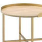 22" Gold And Oak Manufactured Wood And Metal Round End Table By Homeroots | End Tables | Modishstore - 3