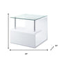 22" White Glass and Wood Square End Table With Two Shelves By Homeroots