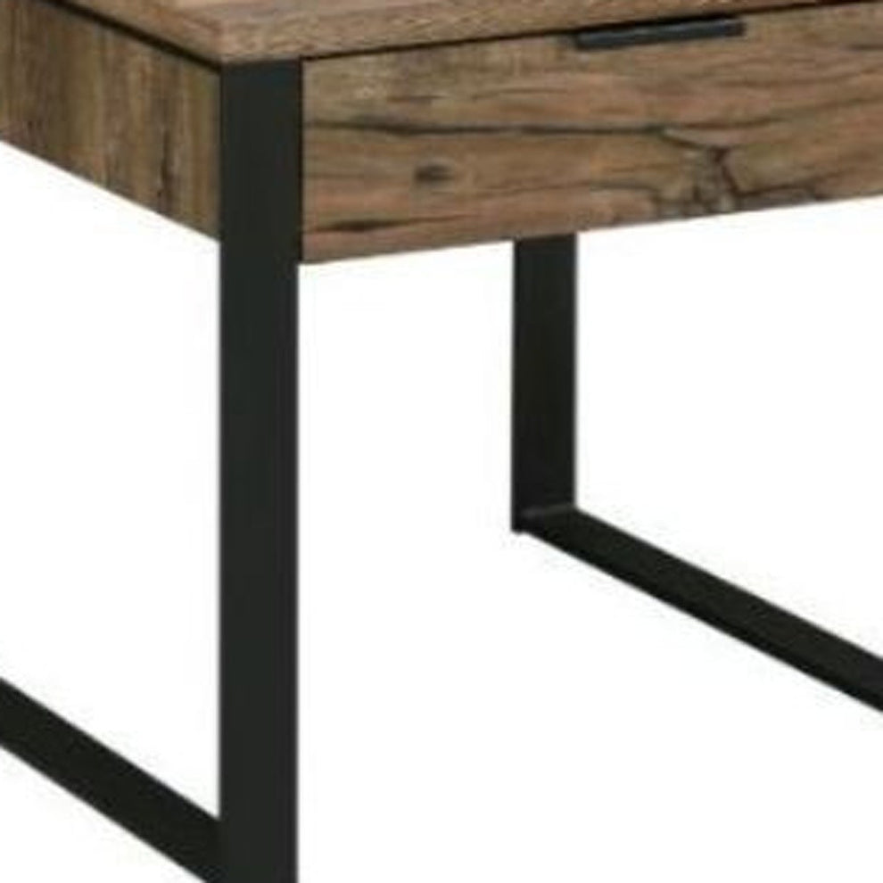 22" Black And Weathered Oak Square End Table With Drawer By Homeroots | End Tables | Modishstore - 4