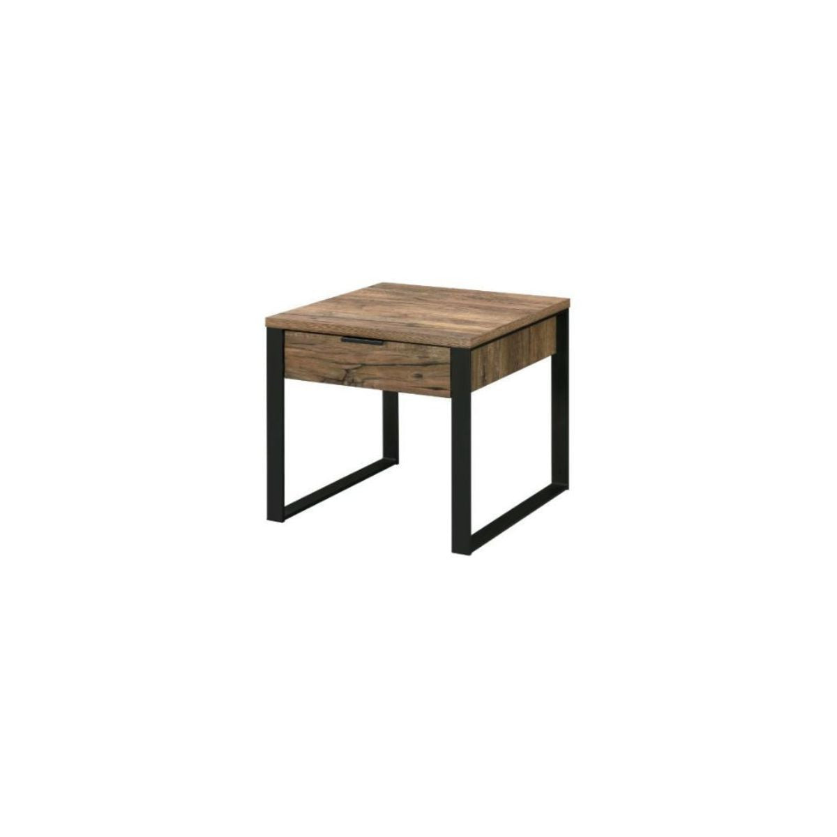 22" Black And Weathered Oak Square End Table With Drawer By Homeroots | End Tables | Modishstore - 2