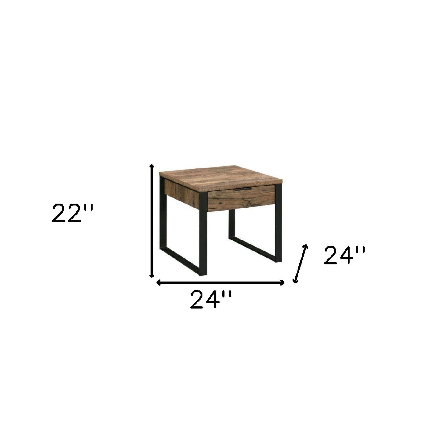 22" Black And Weathered Oak Square End Table With Drawer By Homeroots | End Tables | Modishstore - 6