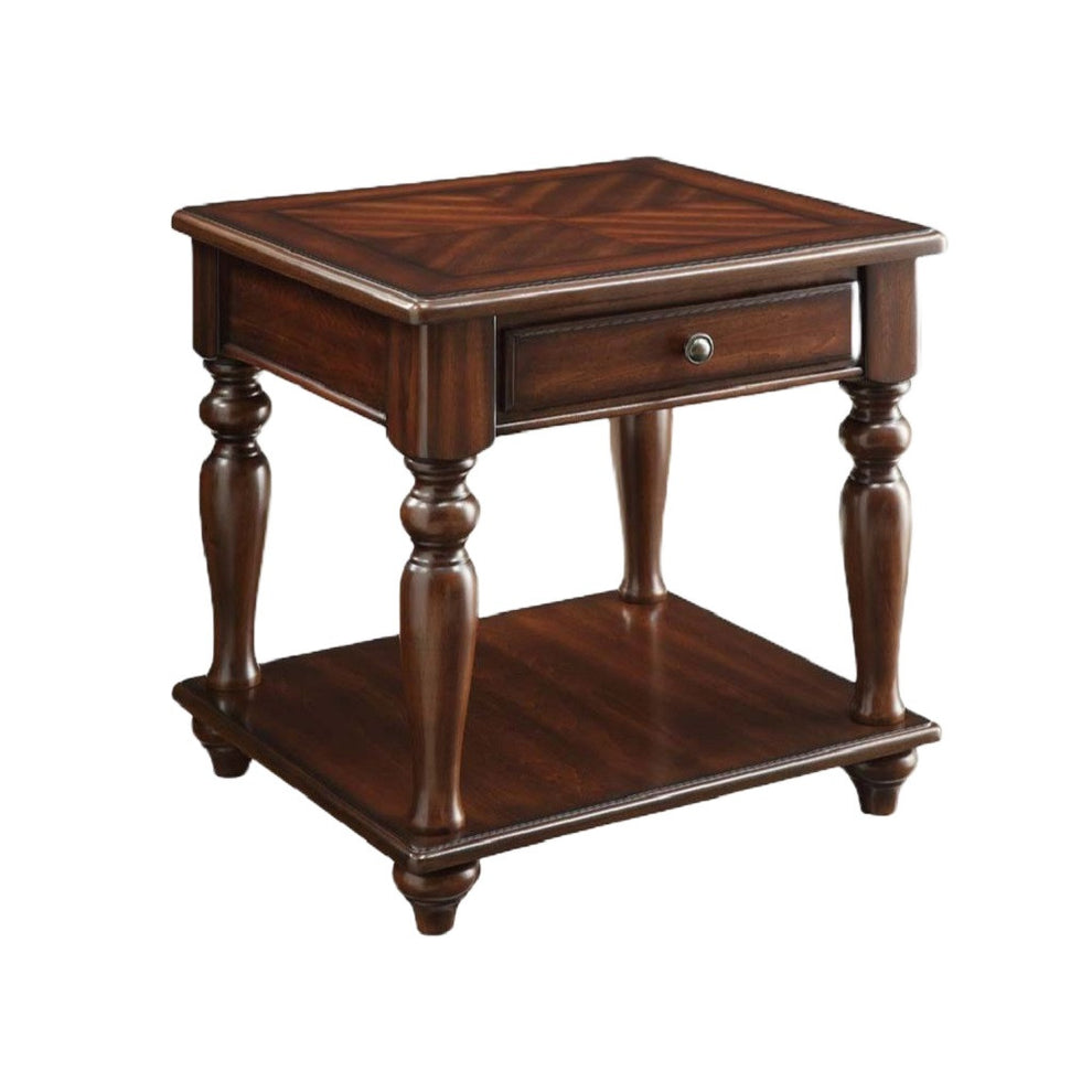 24" Walnut Manufactured Wood Rectangular End Table With Drawer And Shelf By Homeroots | End Tables | Modishstore - 2
