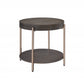 23" Champagne Metal And Dark Oak Manufactured Wood Round Two Tier End Table By Homeroots | End Tables | Modishstore - 4