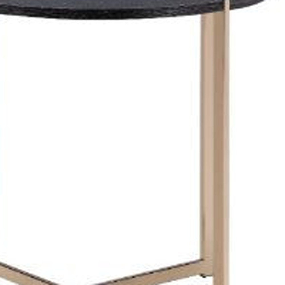 24" Champagne And Black Manufactured Wood And Metal Round End Table By Homeroots | End Tables | Modishstore - 3