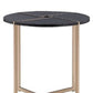 24" Champagne And Black Manufactured Wood And Metal Round End Table By Homeroots | End Tables | Modishstore - 4