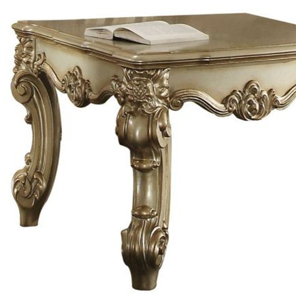 26" Gold Patina Manufactured Wood Square End Table By Homeroots | End Tables | Modishstore - 4