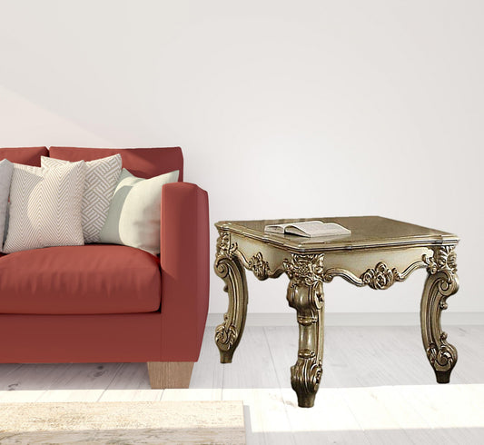 26" Gold Patina Manufactured Wood Square End Table By Homeroots | End Tables | Modishstore