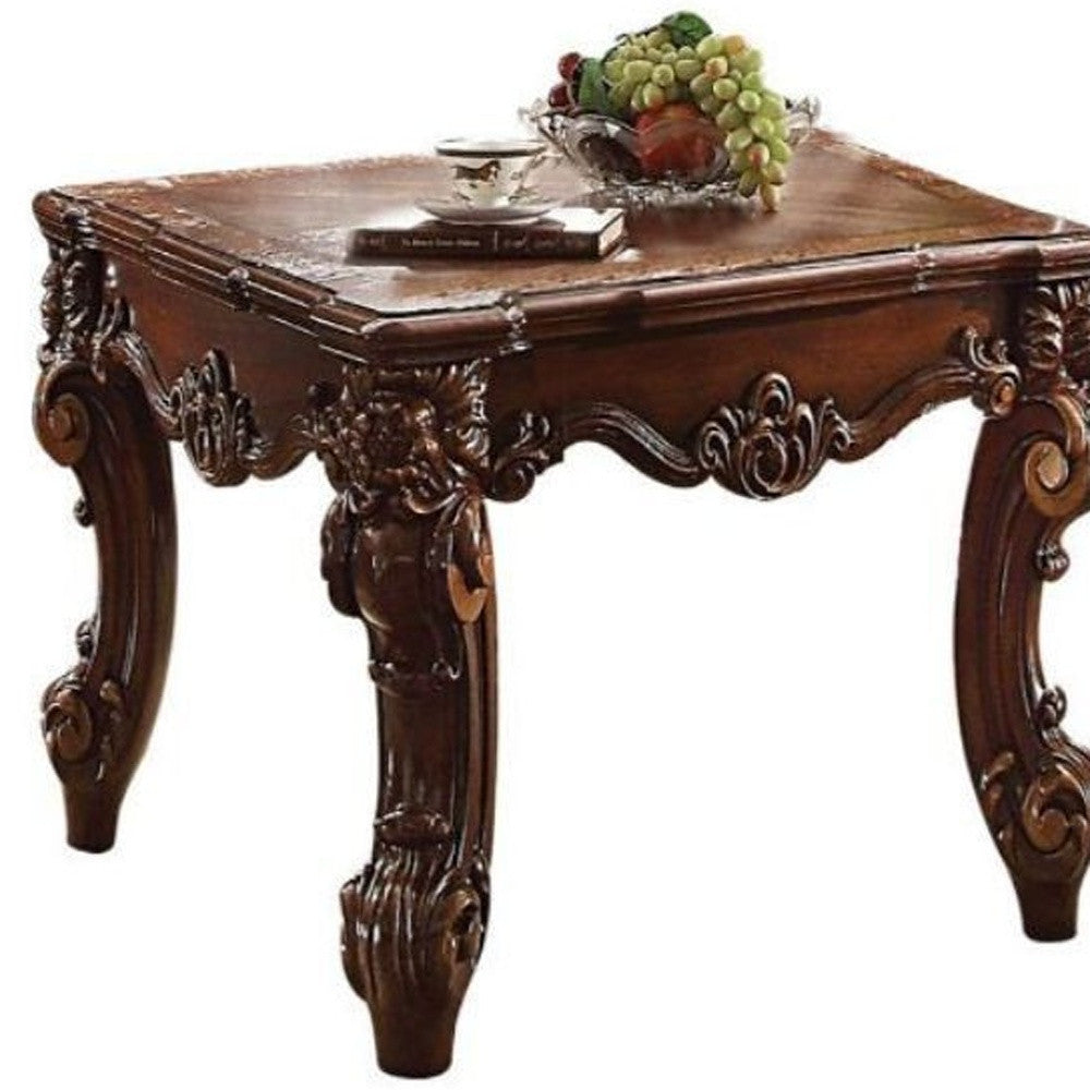 26" Cherry Manufactured Wood Square End Table By Homeroots | End Tables | Modishstore - 5