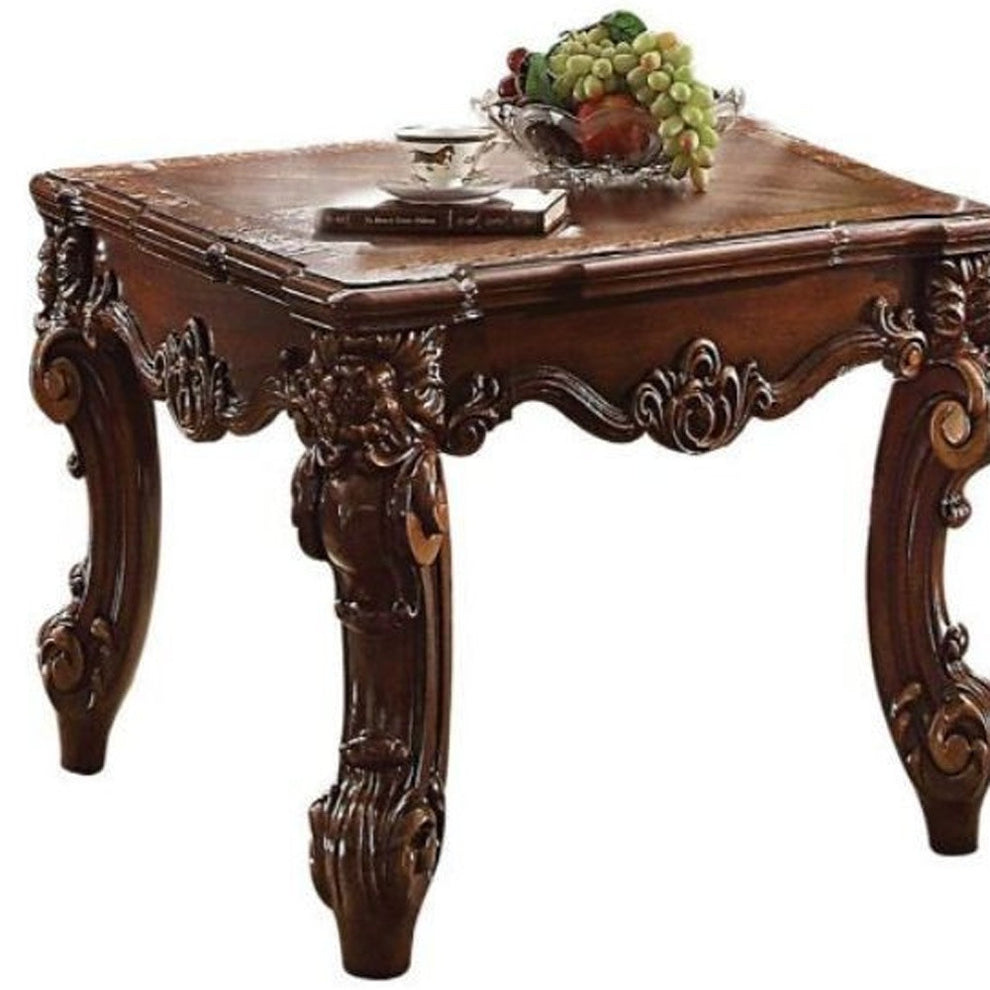 26" Cherry Manufactured Wood Square End Table By Homeroots | End Tables | Modishstore - 5