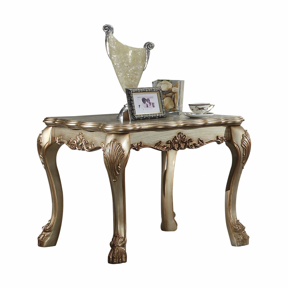 24" Gold Patina & Bone Manufactured Wood Square End Table By Homeroots | End Tables | Modishstore - 5