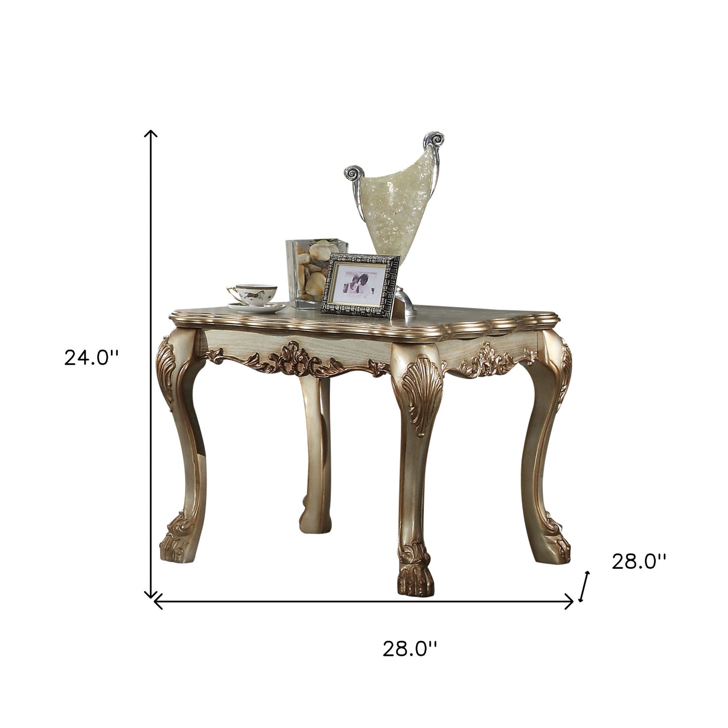 24" Gold Patina & Bone Manufactured Wood Square End Table By Homeroots | End Tables | Modishstore - 8