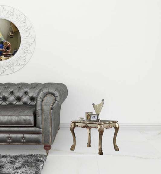 24" Gold Patina & Bone Manufactured Wood Square End Table By Homeroots | End Tables | Modishstore