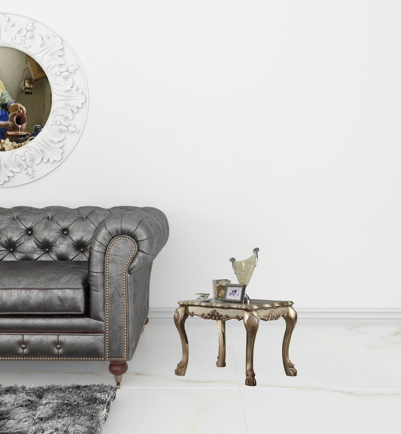 24" Gold Patina & Bone Manufactured Wood Square End Table By Homeroots | End Tables | Modishstore