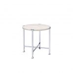 24" Chrome And White Oak Manufactured Wood And Metal Round End Table By Homeroots | End Tables | Modishstore - 3