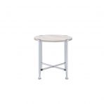 24" Chrome And White Oak Manufactured Wood And Metal Round End Table By Homeroots | End Tables | Modishstore - 4