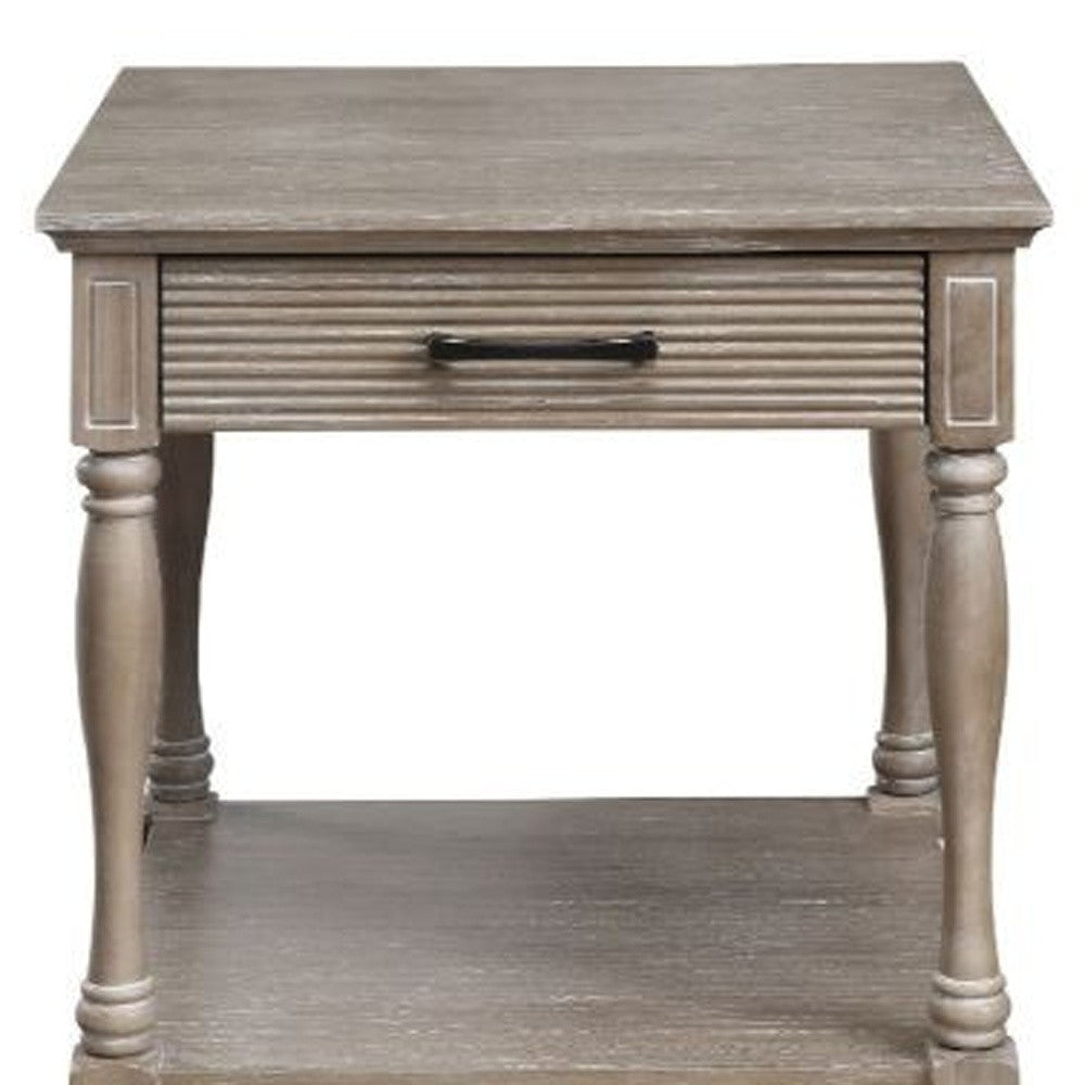 24" Weathered Oak Solid Wood Square End Table By Homeroots | End Tables | Modishstore - 3