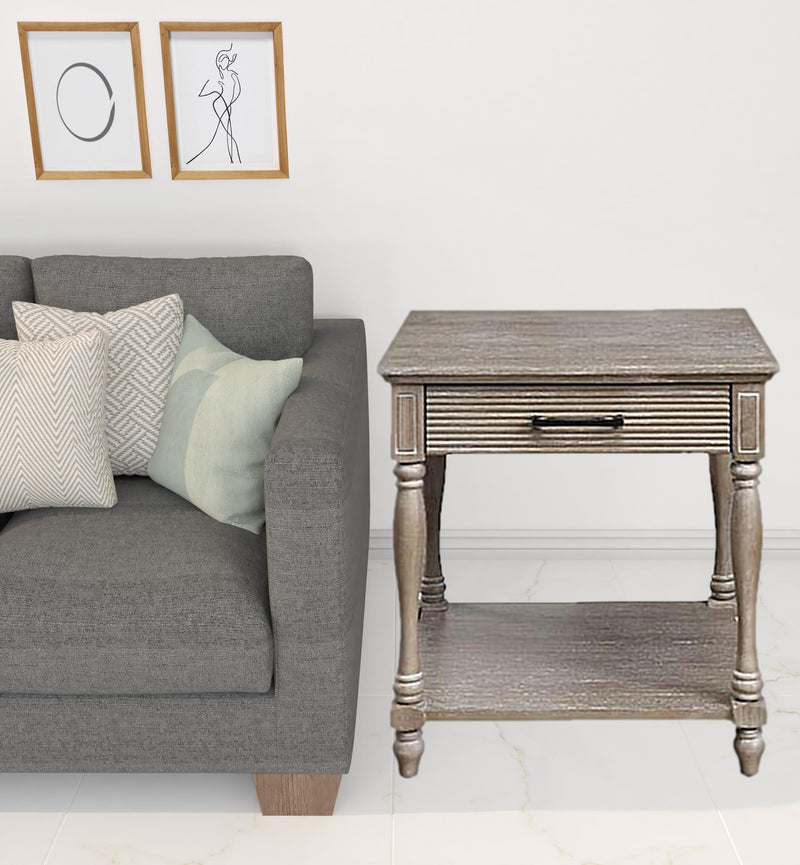 24" Weathered Oak Solid Wood Square End Table By Homeroots | End Tables | Modishstore