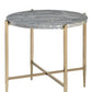 24" Champagne And Light Gray Manufactured Wood And Metal Round End Table By Homeroots
