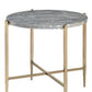 24" Champagne And Light Gray Manufactured Wood And Metal Round End Table By Homeroots | End Tables | Modishstore - 4