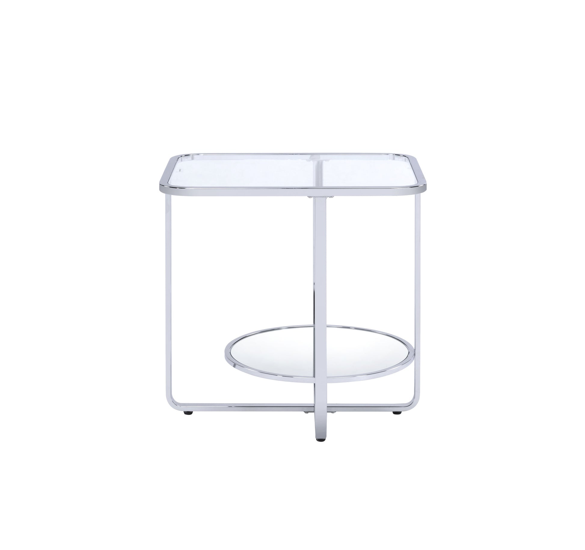 24" Chrome And Clear Glass Rectangular End Table By Homeroots | End Tables | Modishstore - 3