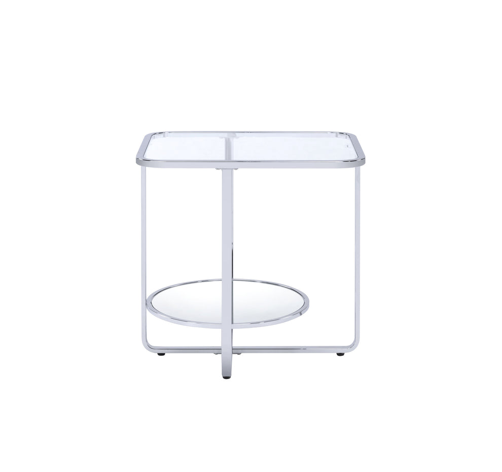 24" Chrome And Clear Glass Rectangular End Table By Homeroots | End Tables | Modishstore - 2