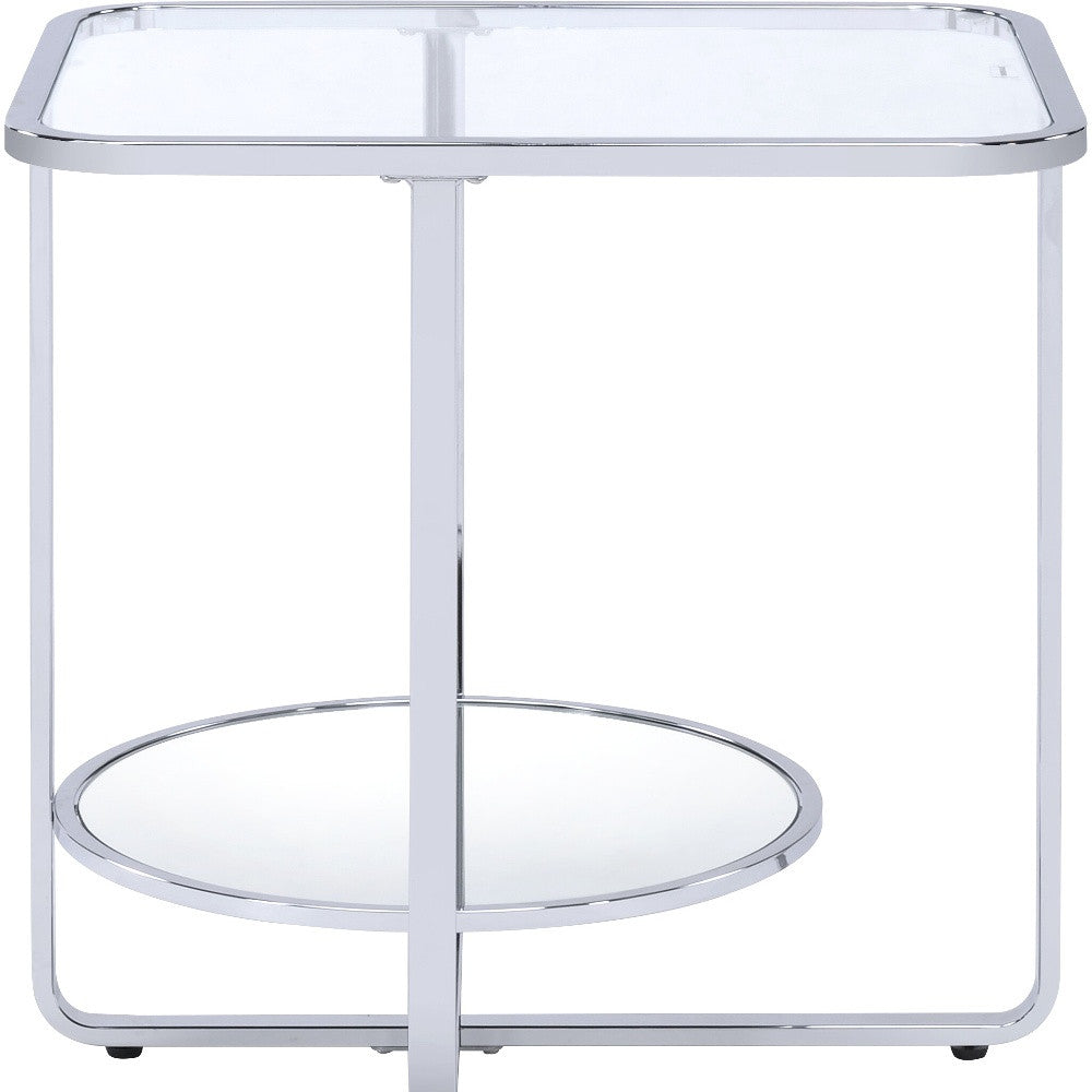 24" Chrome And Clear Glass Rectangular End Table By Homeroots | End Tables | Modishstore - 4