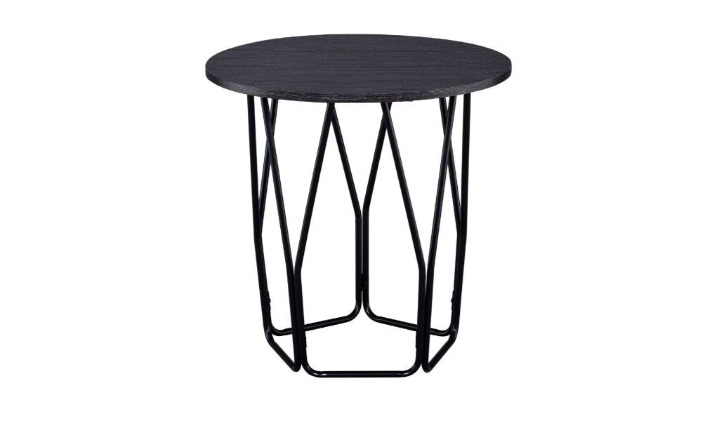 22" Black And Espresso Manufactured Wood And Metal Round End Table By Homeroots | End Tables | Modishstore - 2