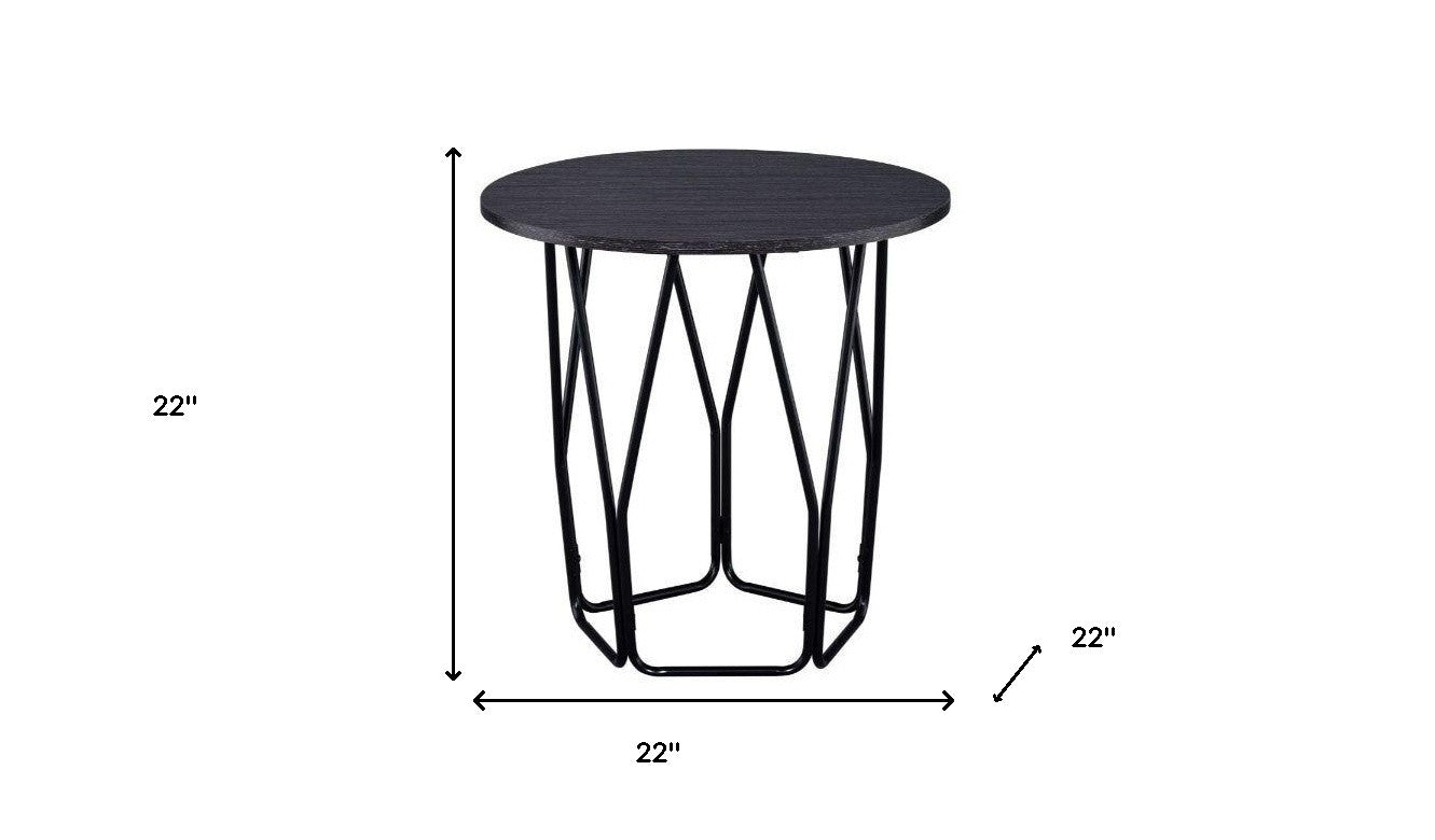 22" Black And Espresso Manufactured Wood And Metal Round End Table By Homeroots