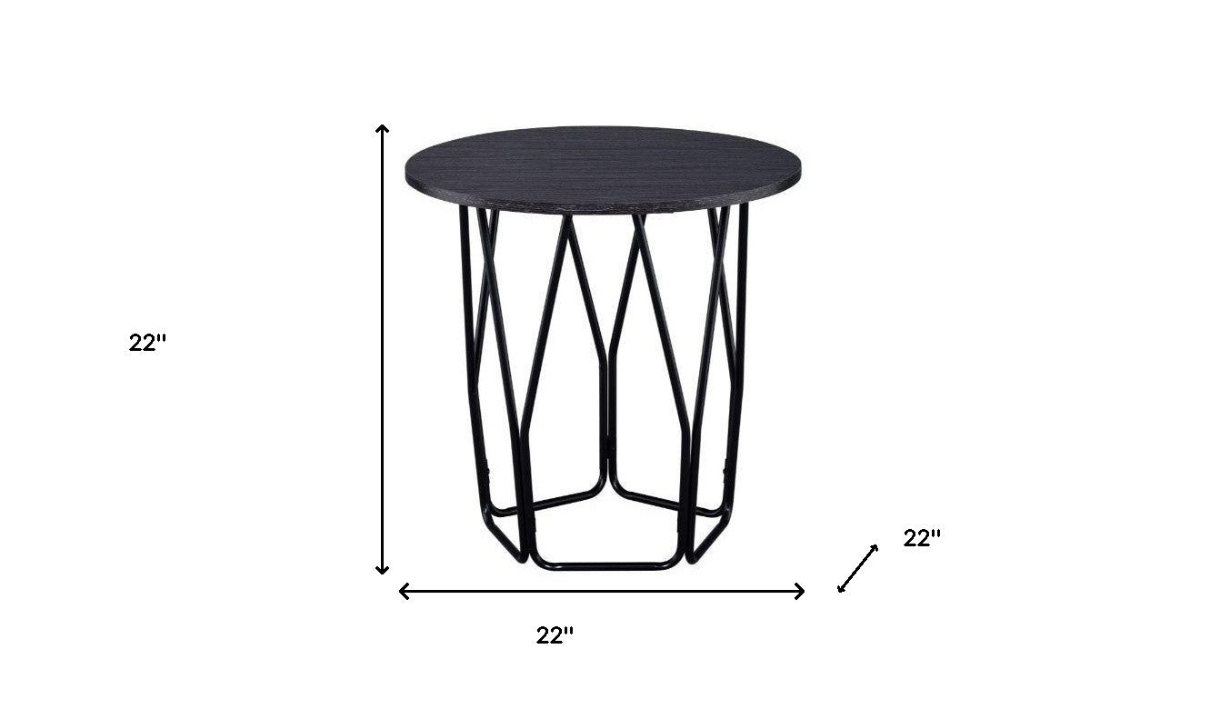 22" Black And Espresso Manufactured Wood And Metal Round End Table By Homeroots | End Tables | Modishstore - 5