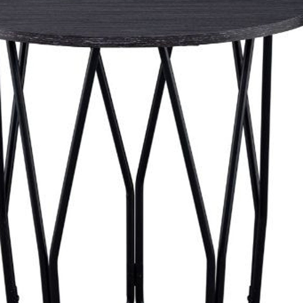 22" Black And Espresso Manufactured Wood And Metal Round End Table By Homeroots | End Tables | Modishstore - 3