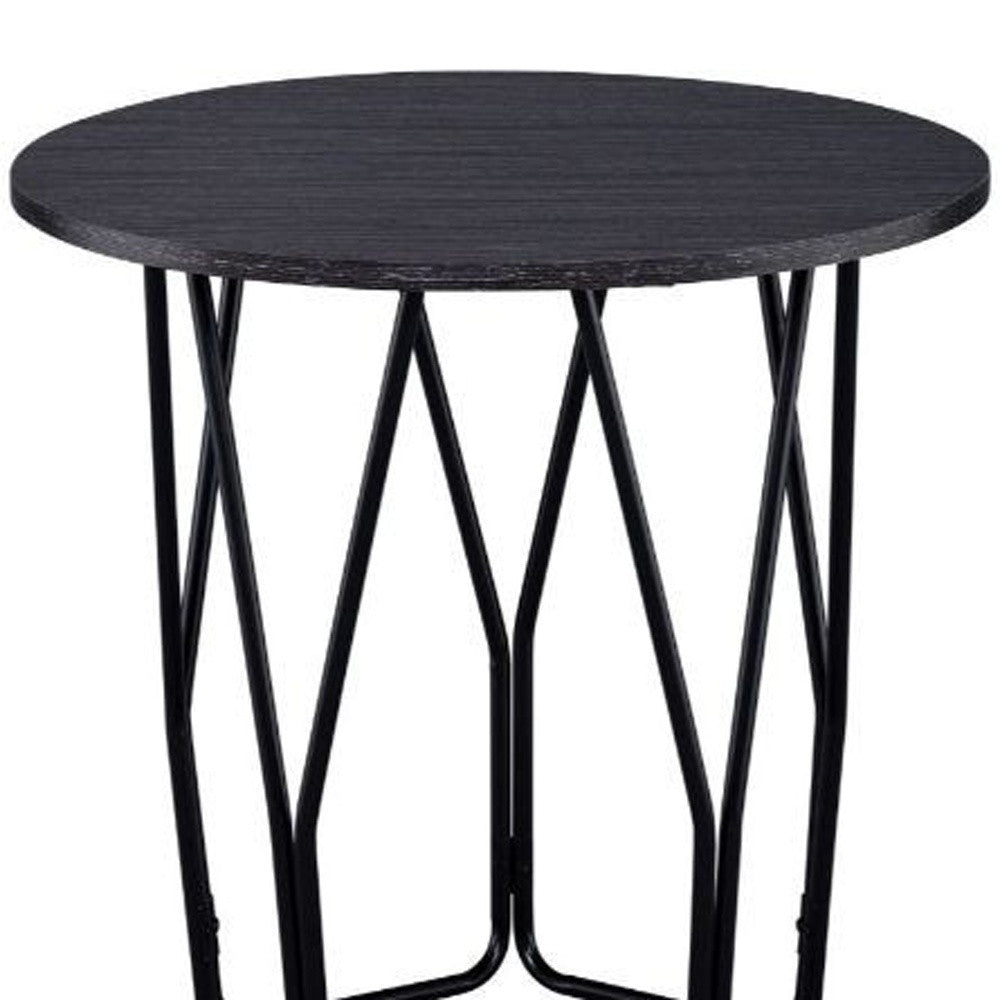 22" Black And Espresso Manufactured Wood And Metal Round End Table By Homeroots | End Tables | Modishstore - 4