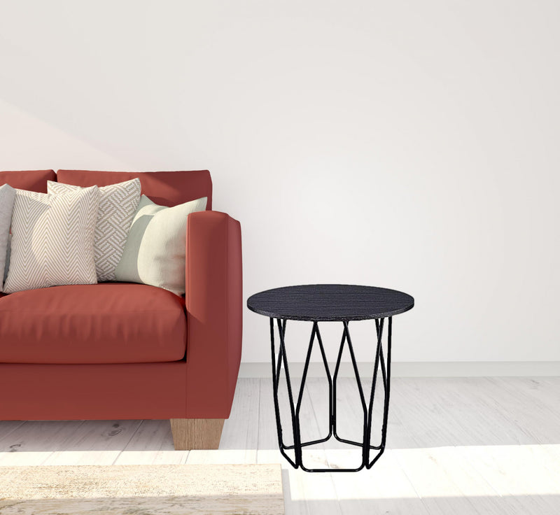 22" Black And Espresso Manufactured Wood And Metal Round End Table By Homeroots | End Tables | Modishstore