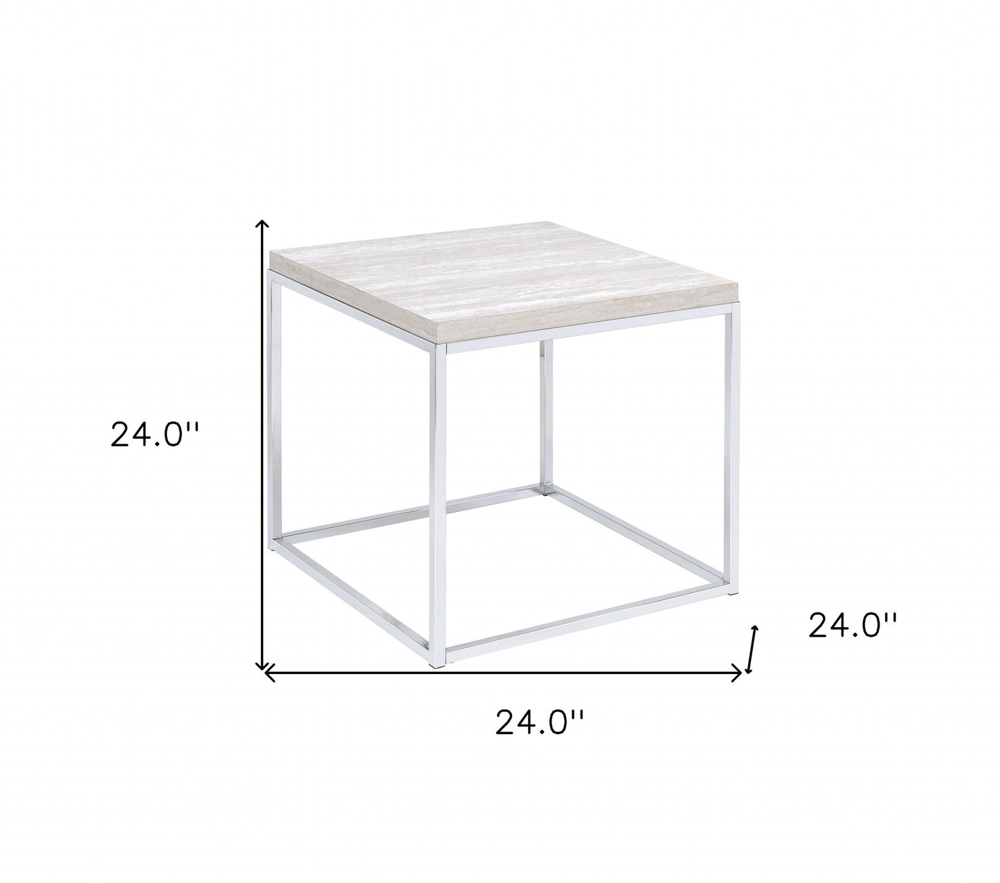 24" Chrome And White Oak Manufactured Wood And Metal Square End Table By Homeroots | End Tables | Modishstore - 6