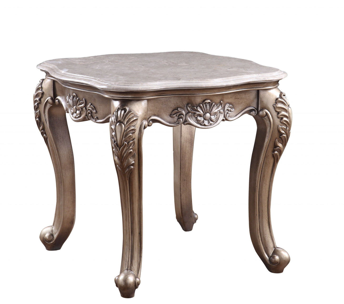 24" Champagne And Marble Polyresin Rectangular End Table By Homeroots | End Tables | Modishstore