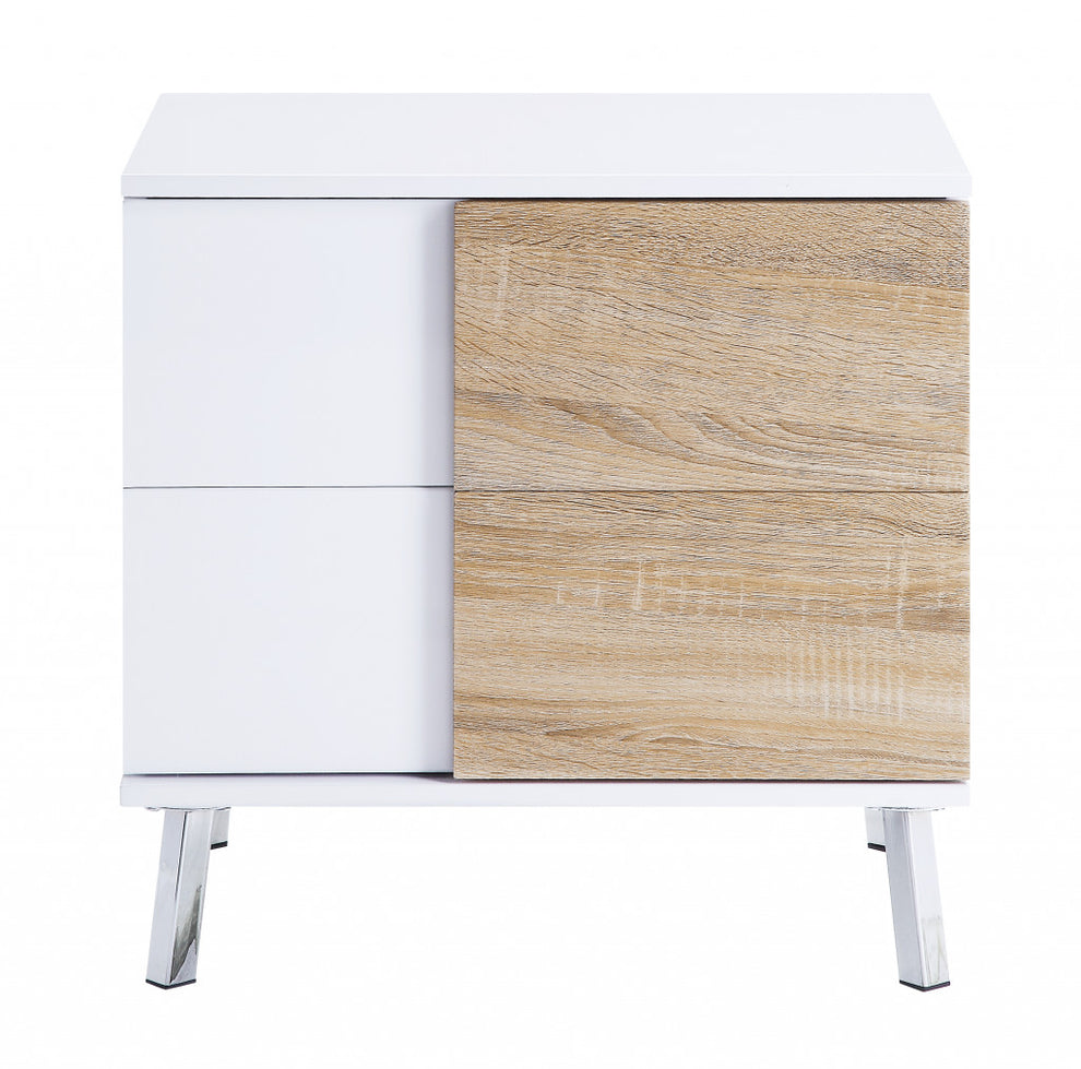 22" White High Gloss Manufactured Wood Rectangular End Table With Two Drawers By Homeroots | End Tables | Modishstore - 3