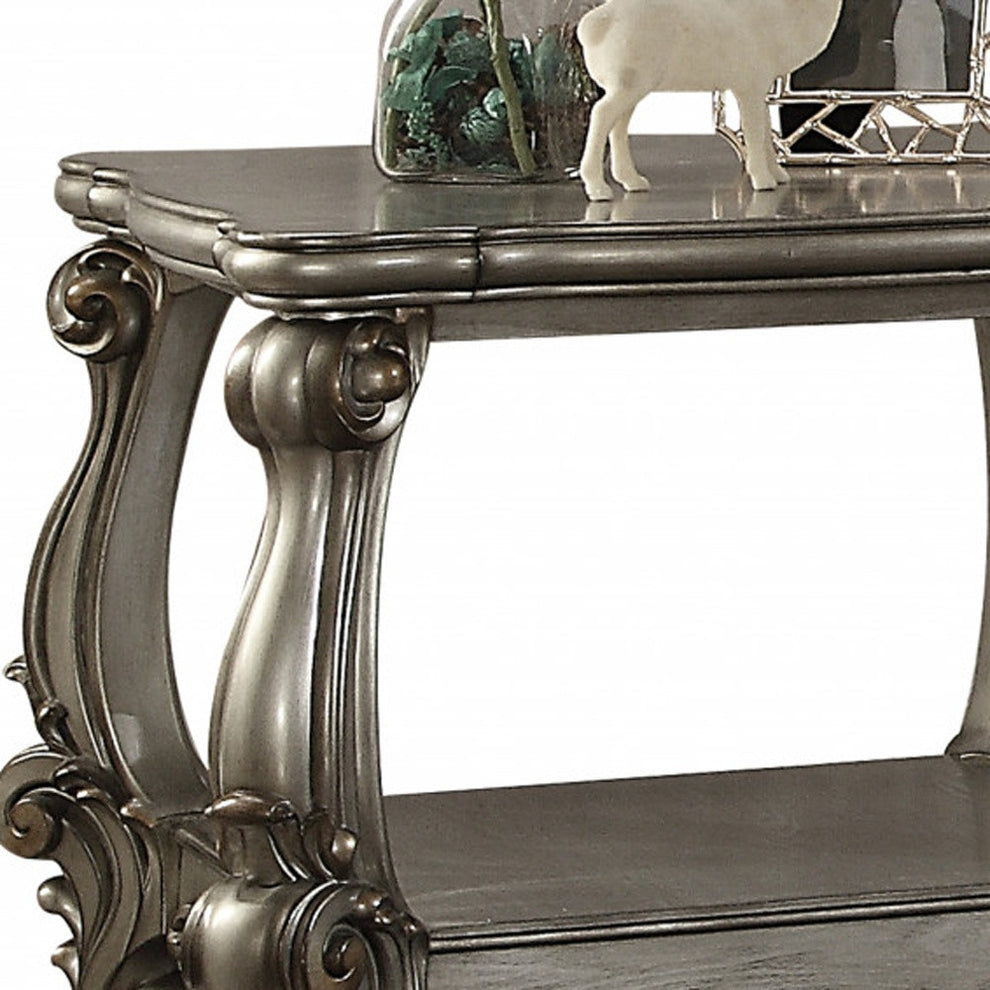 26" Antiqued Platinum Manufactured Wood And Polyresin Scroll Square End Table By Homeroots | End Tables | Modishstore - 6