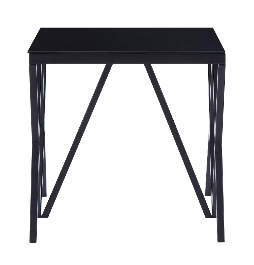 21" Black Glass And Metal Square End Table By Homeroots | End Tables | Modishstore - 2