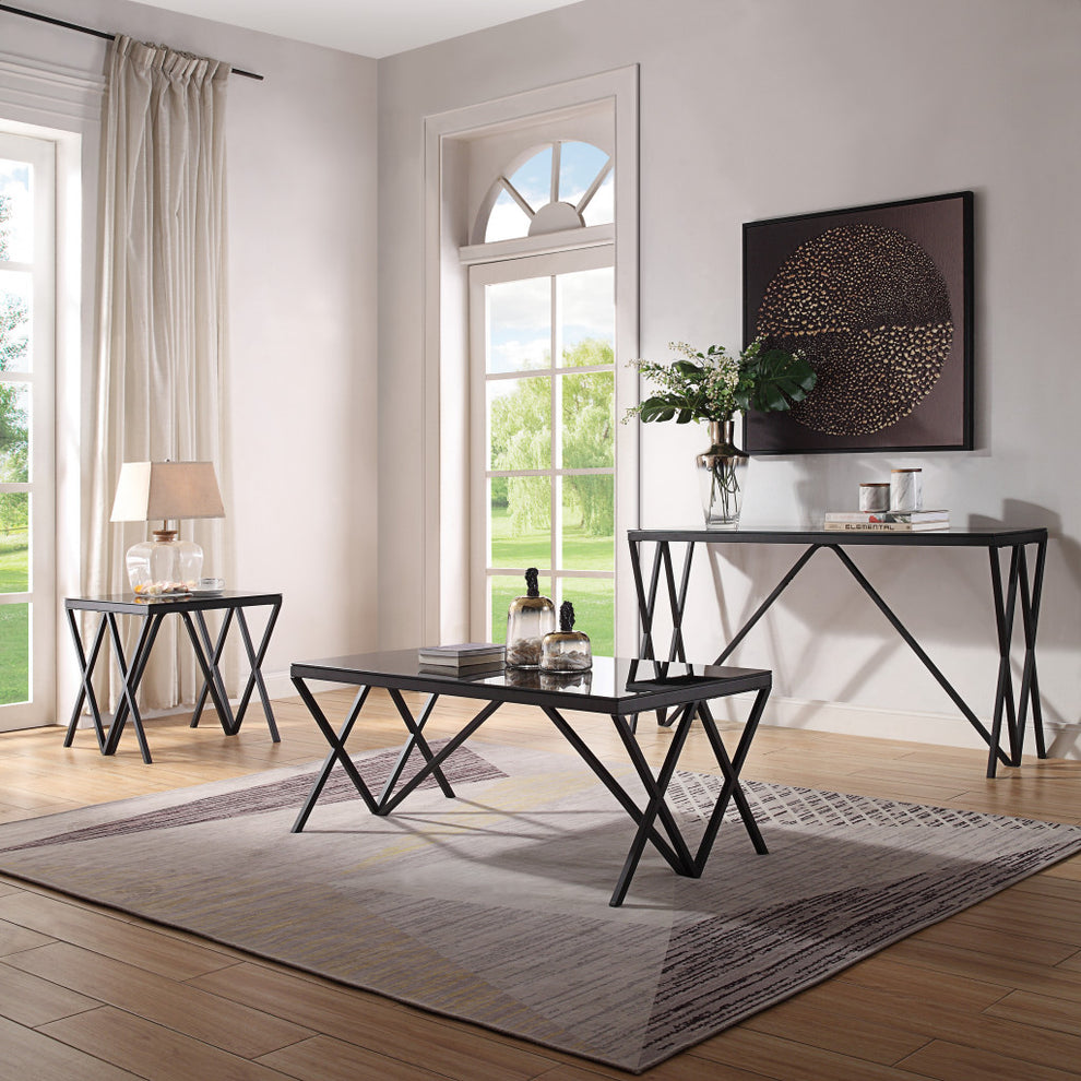 21" Black Glass And Metal Square End Table By Homeroots | End Tables | Modishstore - 3