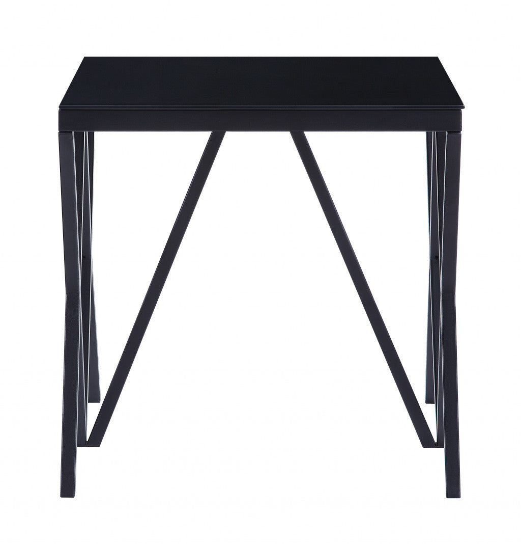 21" Black Glass And Metal Square End Table By Homeroots | End Tables | Modishstore - 4