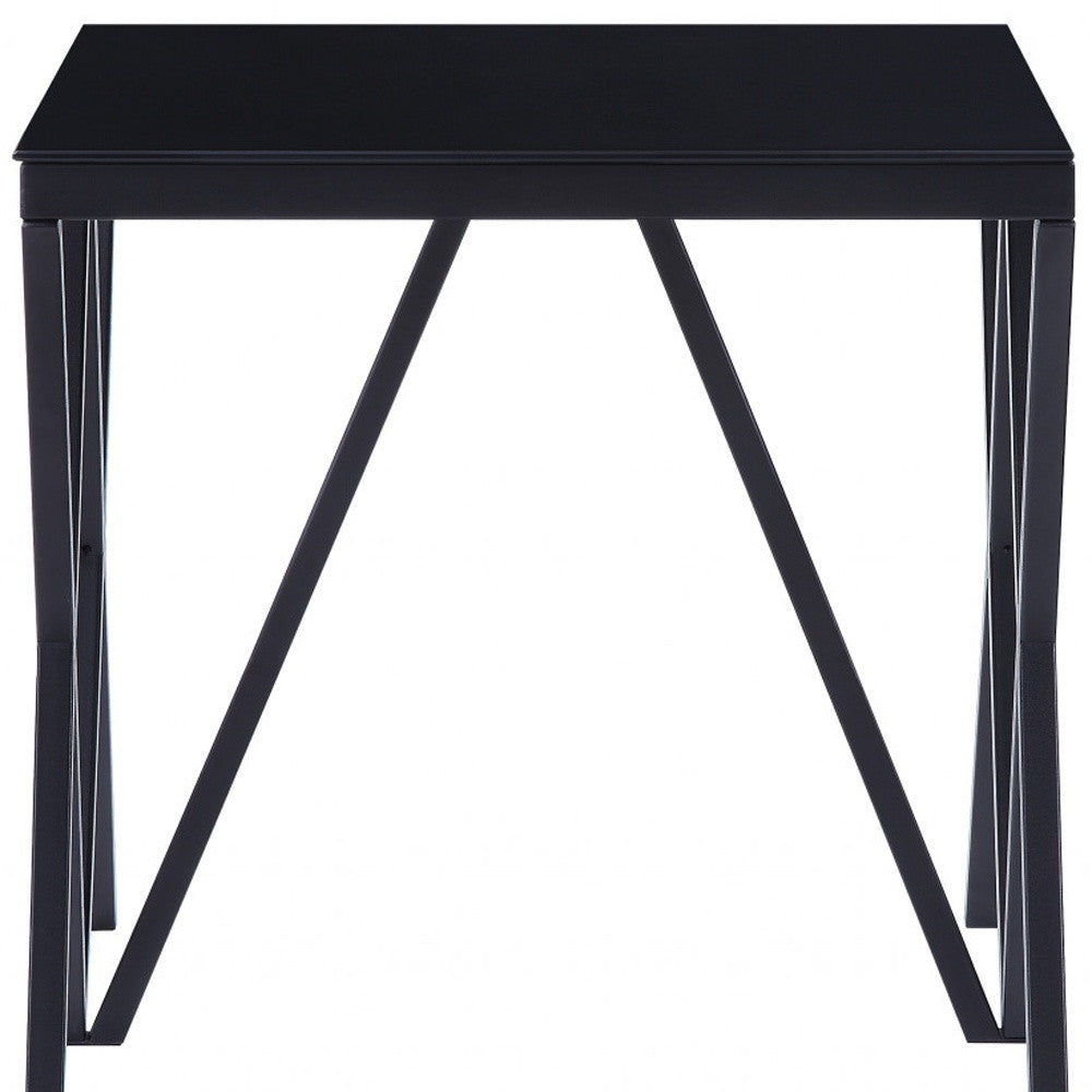 21" Black Glass And Metal Square End Table By Homeroots | End Tables | Modishstore - 5