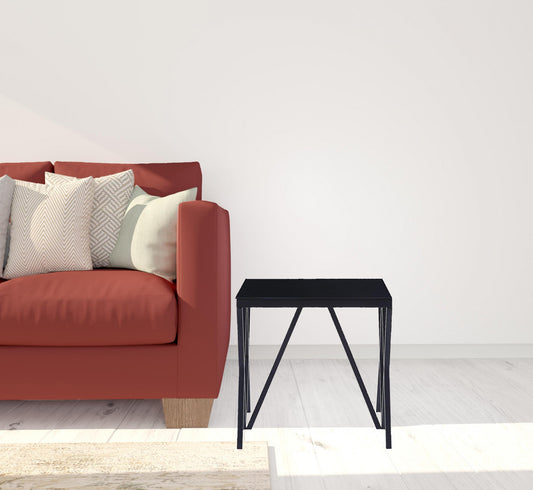 21" Black Glass And Metal Square End Table By Homeroots | End Tables | Modishstore