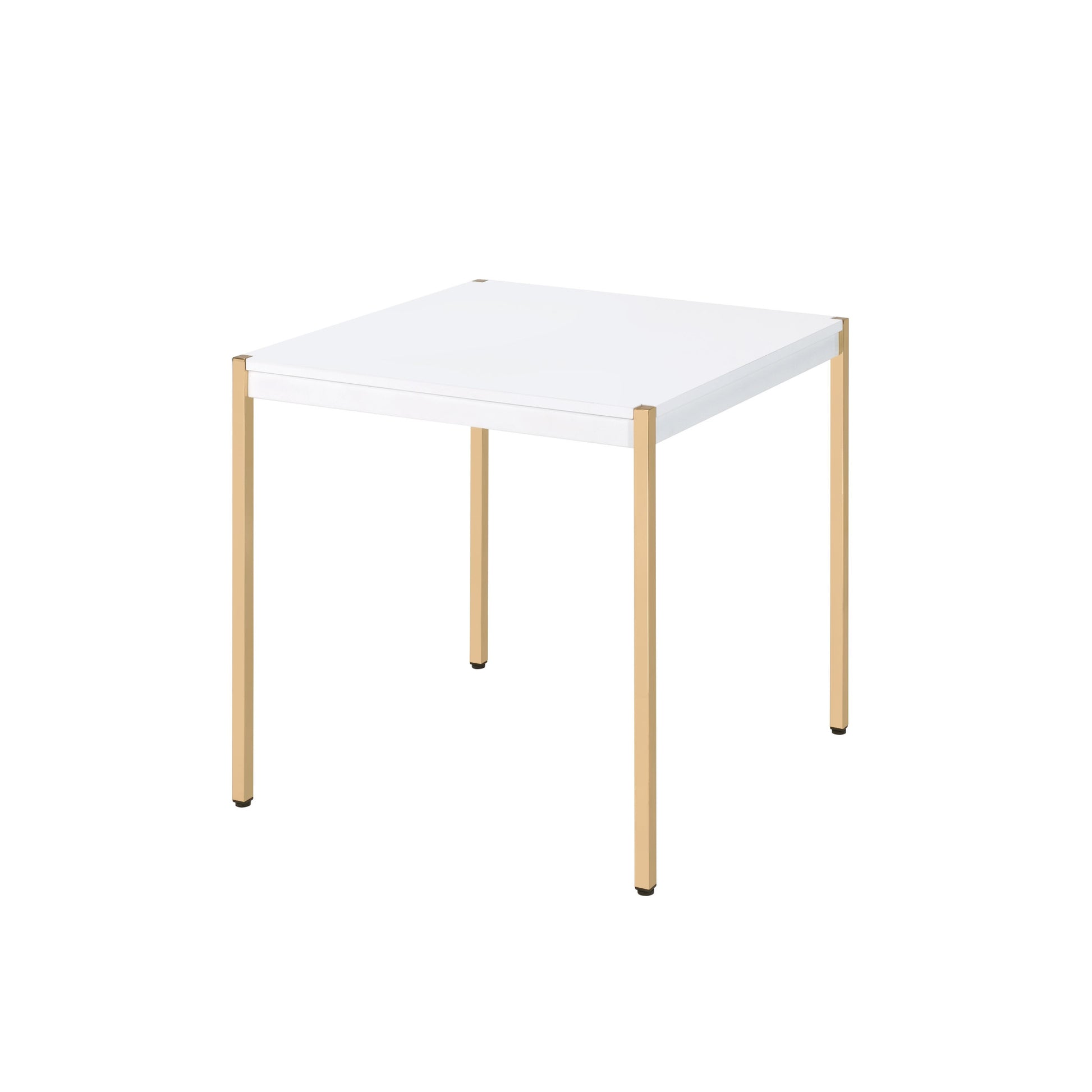 24" Gold And White Manufactured Wood Square End Table By Homeroots | End Tables | Modishstore - 3